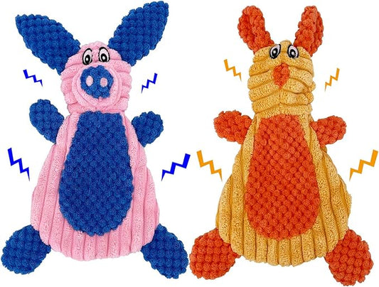 Comtim 2 Pack Durable Dog Chew Toys, Unstuffed Squeaky Dog Toys by COMTIM