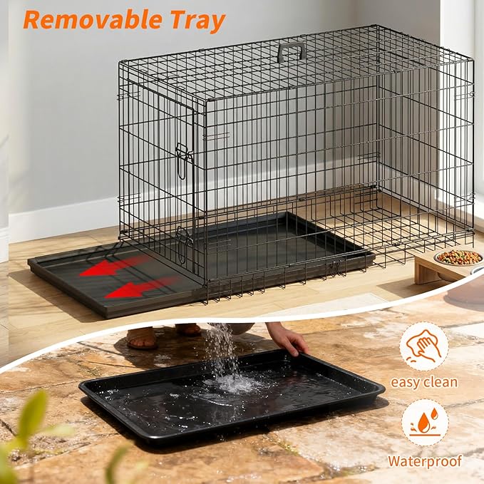 FDW Dog Crate 42-Inch Dog Cage Single Door Foldable Metal Kennel - Image 4