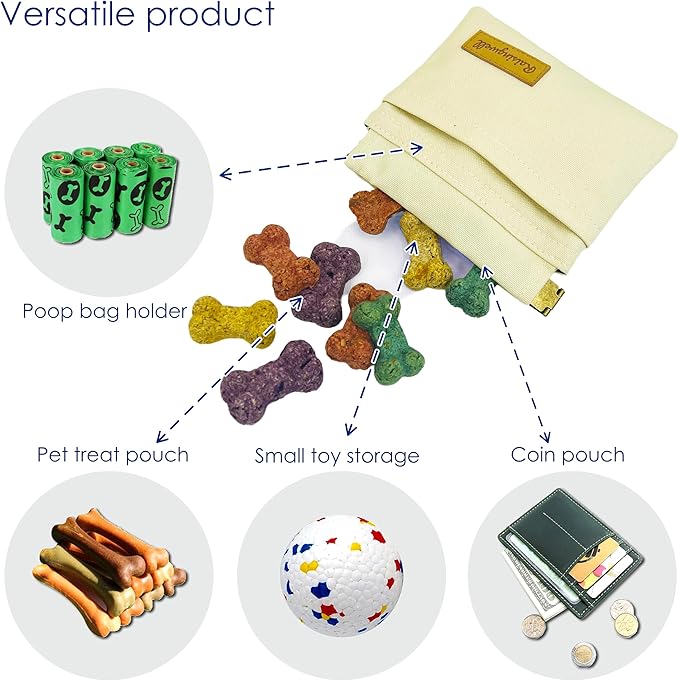 Raisingwell Dog Treat Pouch, Lvory Pocket Sized Pet Training Pouch, Cotton - Image 3