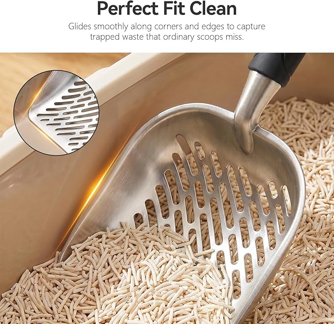 Cat Litter Scoop, Kitty Metal Scooper, Heavy Duty Aluminum Deep Sifter - Image 5