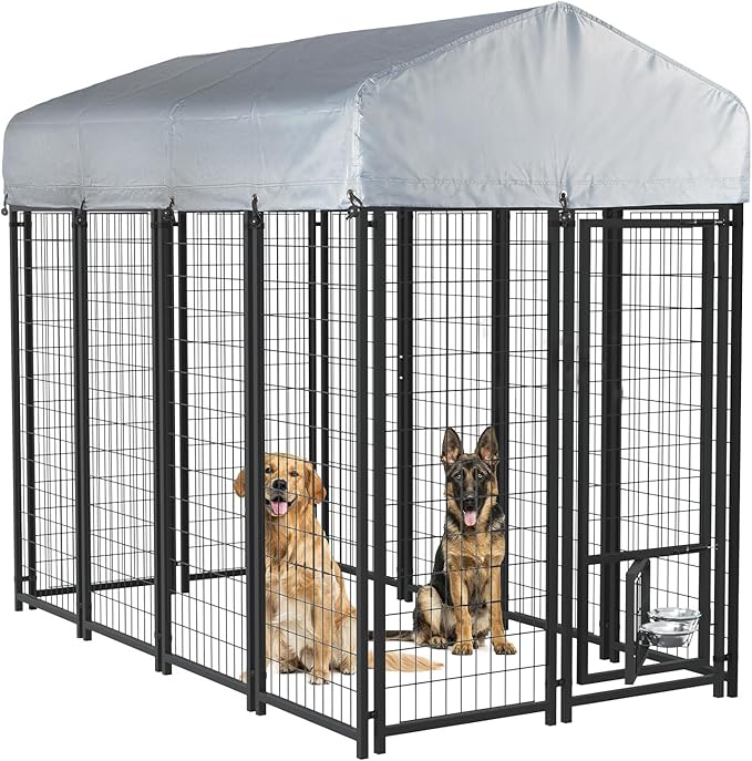 LEMBERI Heavy Duty Large Outdoor Dog Kennel 8x4x6 FT, Escape-Proof Dog Run by LEMBERIHOME