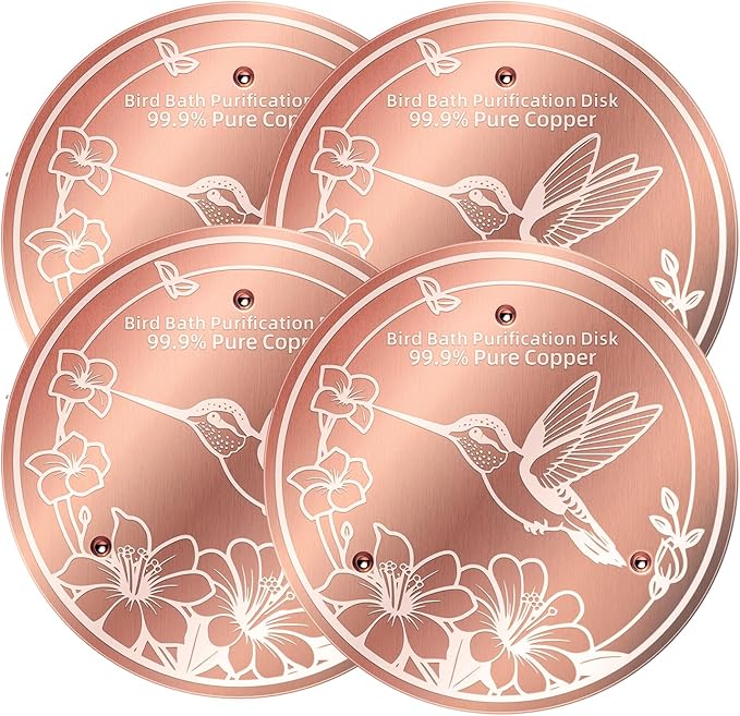 4 Pack Bird Bath Copper Disks, 99.99% Pure Copper Bird Bath Cleaner, by Unknown