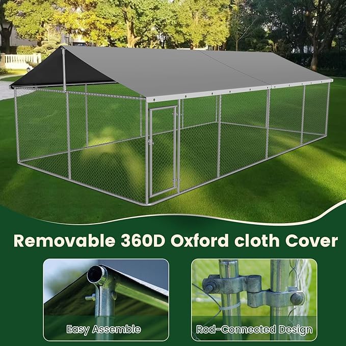 Petony Large Outdoor Dog Enclosure Heavy Duty Dog Kennel House Mesh Dog Big - Image 7
