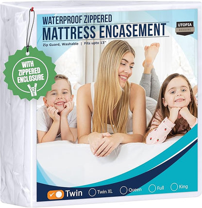 Utopia Bedding Mattress Protector Zippered Twin Size, 100% Waterproof Bed Bug by UTOPIABEDDING