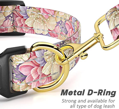 Reflective Dog Collar for Medium Dogs, Cute Flower Theme Adjustable Heavy-Duty - Image 5