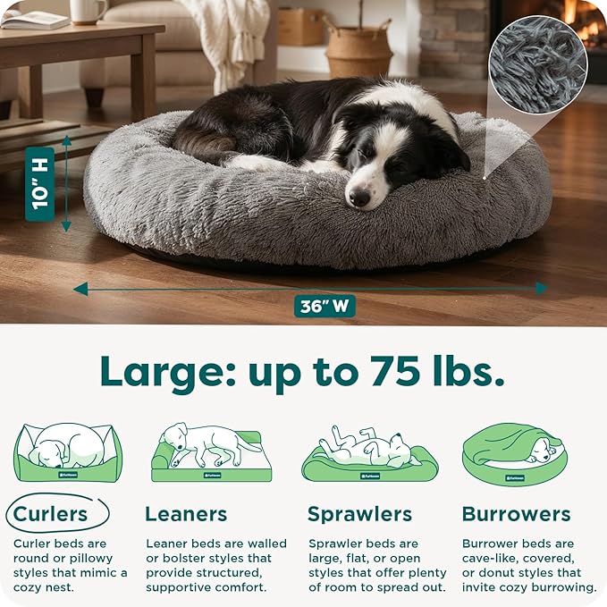 Furhaven 36" Round Calming Donut Dog Bed - Image 3