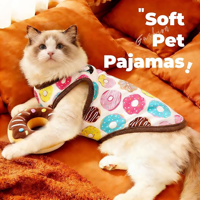 PETCARE Cartoon Dog Shirts for Small Dogs Cute Dog Clothes Brown Donut Tshirt - Image 4
