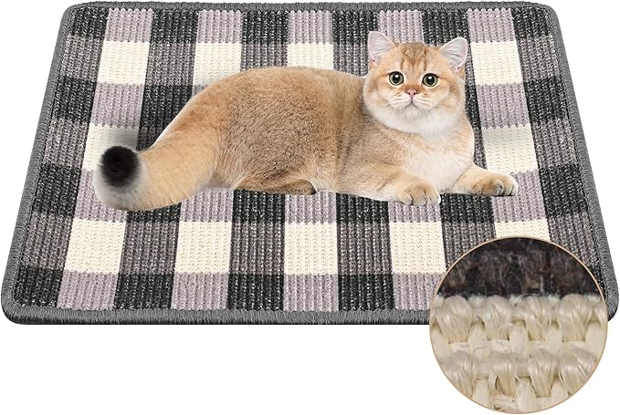 Cat Scratcher Mat, Natural Sisal Cat Scratch Pad, 23.6x15.7 Inch Horizontal Cat by LESISSMER