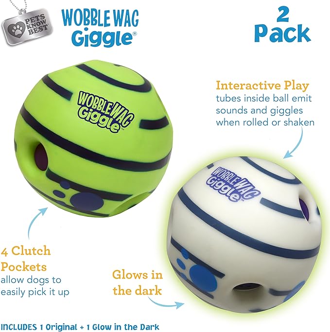 Wobble Wag Giggle Ball 2 Pack- Interactive Dog Toy, Fun Giggle Sounds When - Image 2