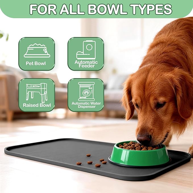 100% Waterproof Silicone Pet Feeding Mat, Warped Resistant Raised Edge BPA-Free - Image 8