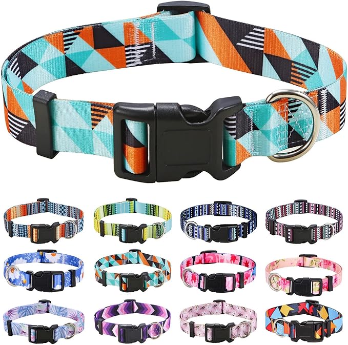 Mihqy Dog Collar with Bohemia Floral Tribal Geometric Patterns by Mihqy