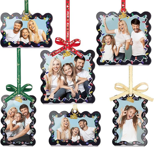 UNIQOOO 6Pcs Black Wave Christmas Acrylic Picture Frame Ornaments, 3 Sizes by UNIQOOO