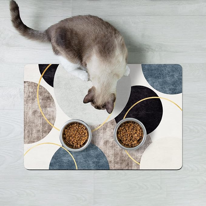 Rnivvi Dog Food Mat, Cute Anti-Slip Rubber Pet Feeding Rug Protect Floors - Image 7