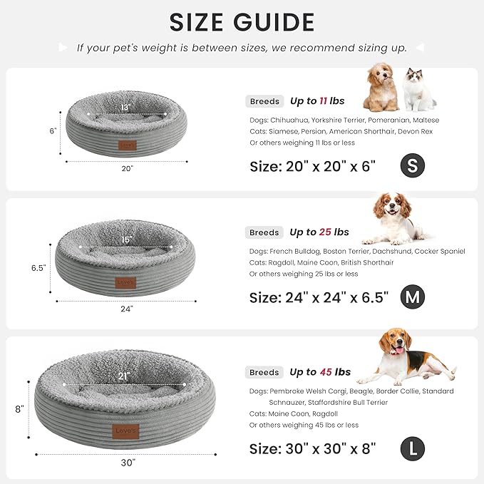 Love's cabin Round Donut Cat and Dog Cushion Bed, 30in Pet Bed - Image 4
