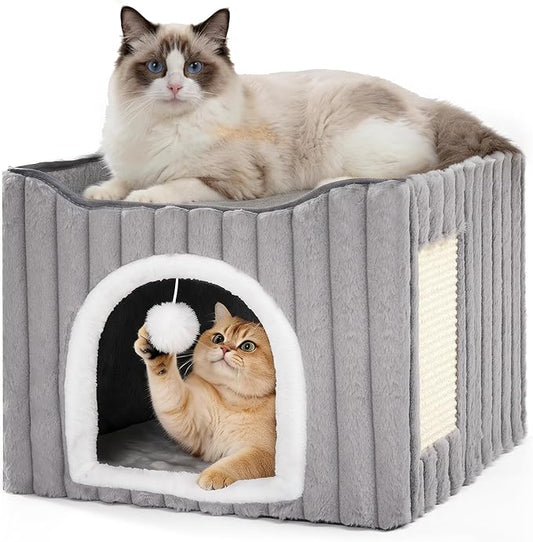Avont Cat Cube Bed, Scratch Pad & Ball, Large Hideaway by Avont