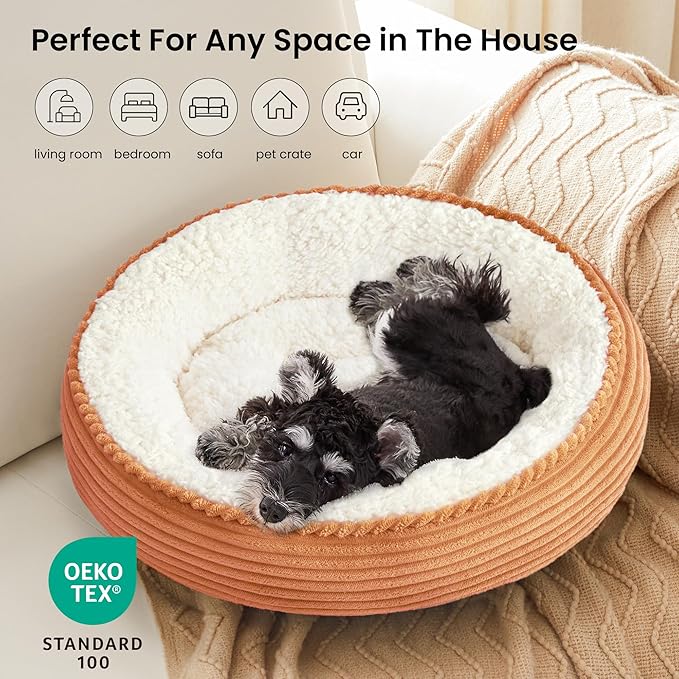 Love's cabin Round Donut Cat and Dog Cushion Bed, 24in Pet Bed - Image 6