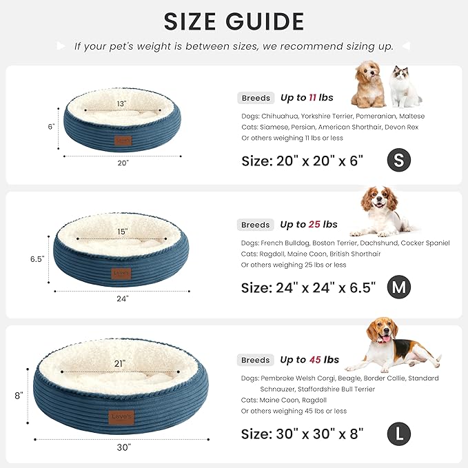Love's cabin Round Donut Cat and Dog Cushion Bed, 24in Pet Bed - Image 4