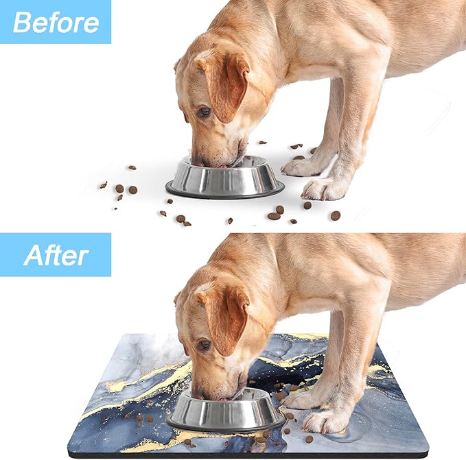 Rnivvi Dog Food Mat, Cute Anti-Slip Rubber Pet Feeding Rug Protect Floors - Image 6