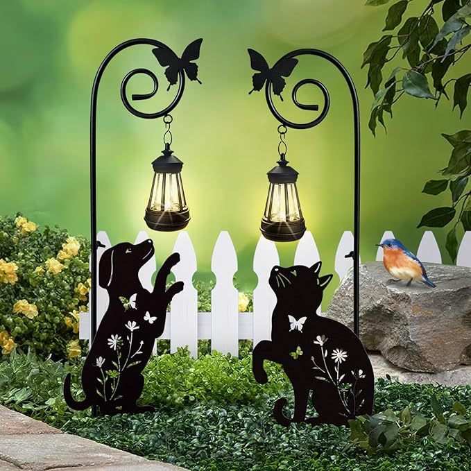 2 Pack Metal Beagle Dog and Cat Garden Stakes by HomeGardenDecorations