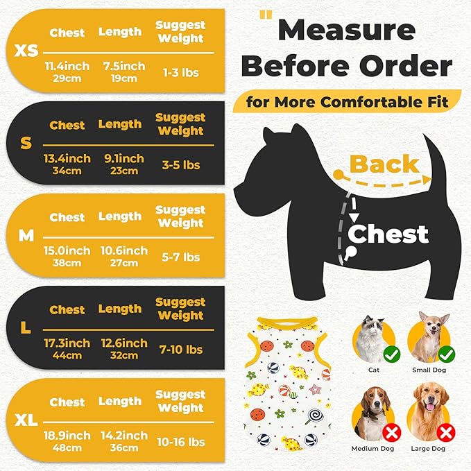 PETCARE Cartoon Dog Shirts for Small Dogs Cute Dog Clothes Yellow Lollipop - Image 2