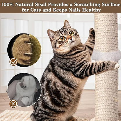 PAROTO Cat Scratching Post, Sisal Cat Tree Tower Scratcher - Image 7