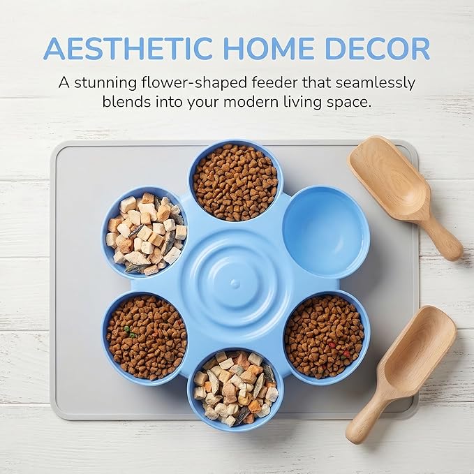 Toddmomy Flower-Shaped Pet Feeding Bowl Multiple Puppy Feeder Blue Plastic Dog - Image 3