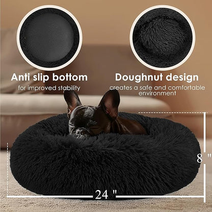 Dogs Bed for Small Dogs, Anti-Anxiety Washable Round Bed - Image 3
