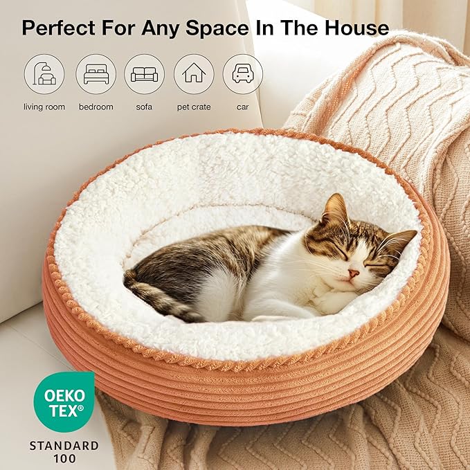 Love's cabin Round Donut Cat and Dog Cushion Bed, 20in Pet Bed - Image 4