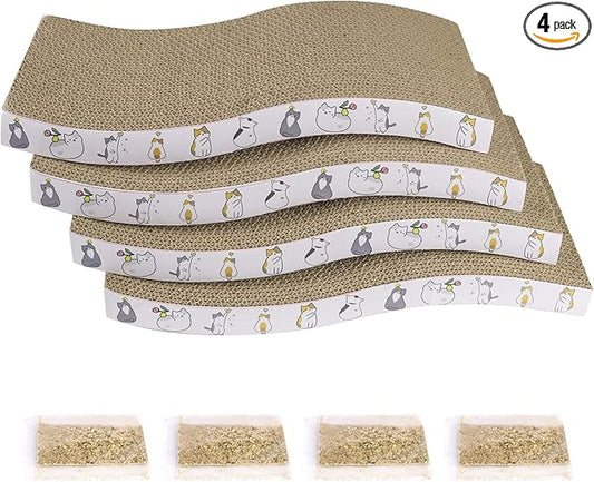 PatiencET Cat Scratcher Cardboard 4 Pack Cat Scratch Pad Reversible Scratcher by patiencET