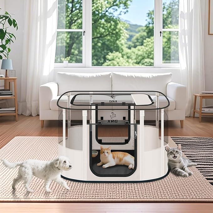 Dog Play Pen with Waterproof pad, Portable Dog Crates - Image 2