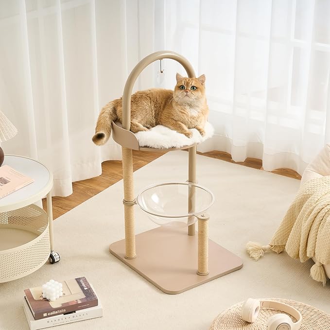 34" Modern Cat Tree Furniture, Minimalist Metal Frame Cat Tower by Kicari