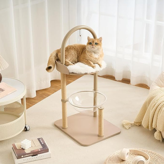 34" Modern Cat Tree Furniture, Minimalist Metal Frame Cat Tower by Kicari