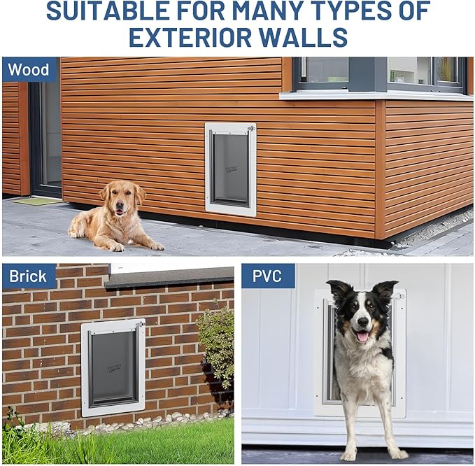Pet Door for Wall with Secure Aluminum Lock, Steel Frame and Telescoping Tunnel - Image 8
