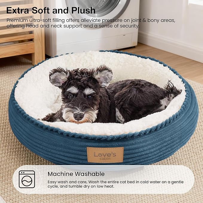 Love's cabin Round Donut Cat and Dog Cushion Bed, 24in Pet Bed - Image 7