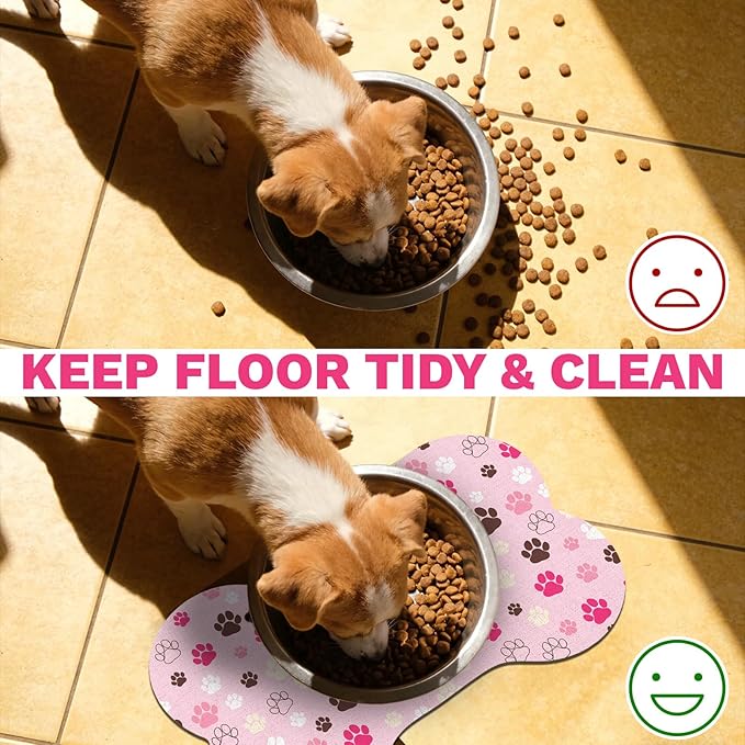 Pet Dog Cat Food Mat, Absorbent Bone Shaped Dog Bowl Mats - Image 7