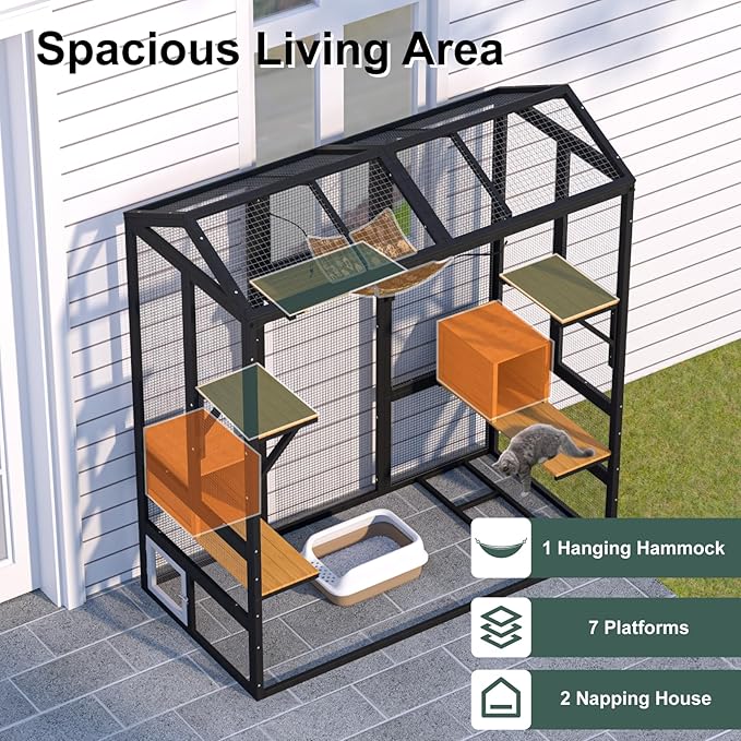 TIMHAKA 71 inch Large Catio Outdoor Cat Enclosure, Cat Catio - Image 2