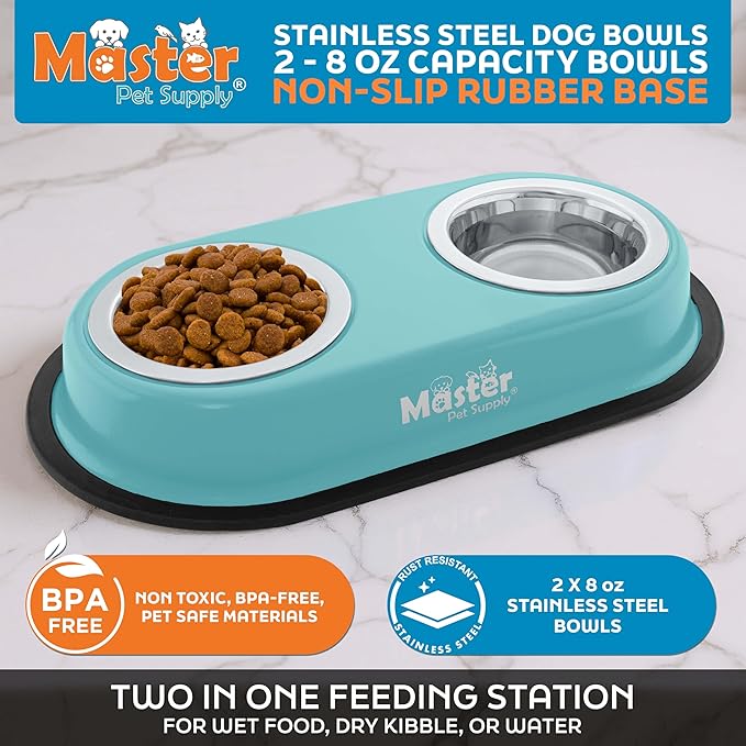 Master Pet Supply Double Dog Bowls Set - Image 2