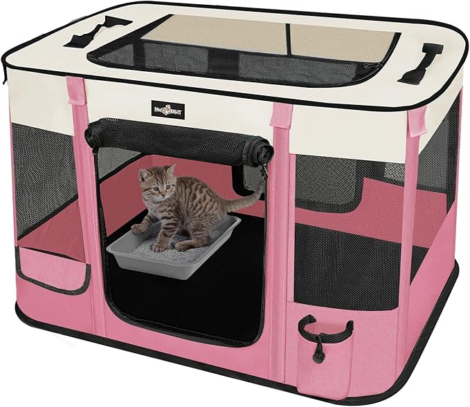 Paw Ballet Foldable Pet Kitten Playpen, Upgrade Waterproof Portable Cat Dog by PAWBALLET