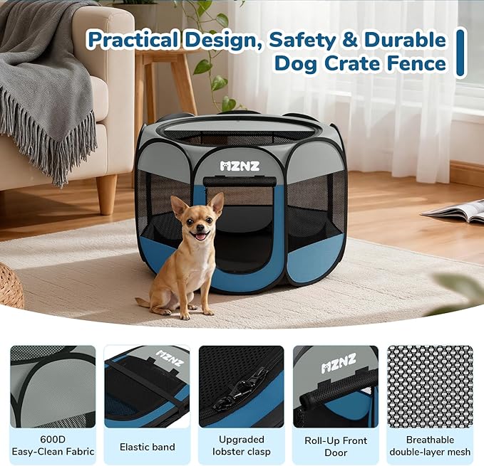 Dog Cat Playpen, Portable Small Animal Playpen Crate Indoor - Image 7