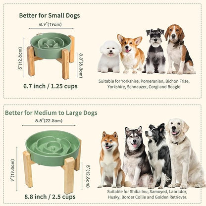 Elevated Slow Feeder Dog Bowl Large Breed, 8.8 Inch Ceramic Slow Eating Bowl - Image 7