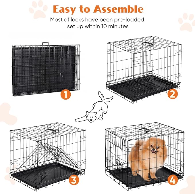 Sweetcrispy 30 Inch Single Door Dog Crate, Metal Pet Kennel - Image 5