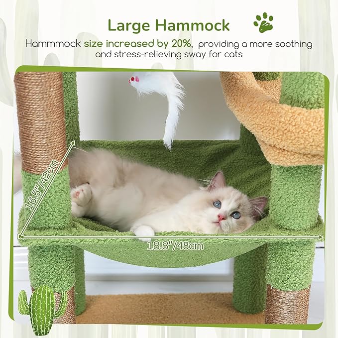 Globlazer Extra Large Platform Cactus Cat Tree, 65in Sturdy Cat Tree - Image 5