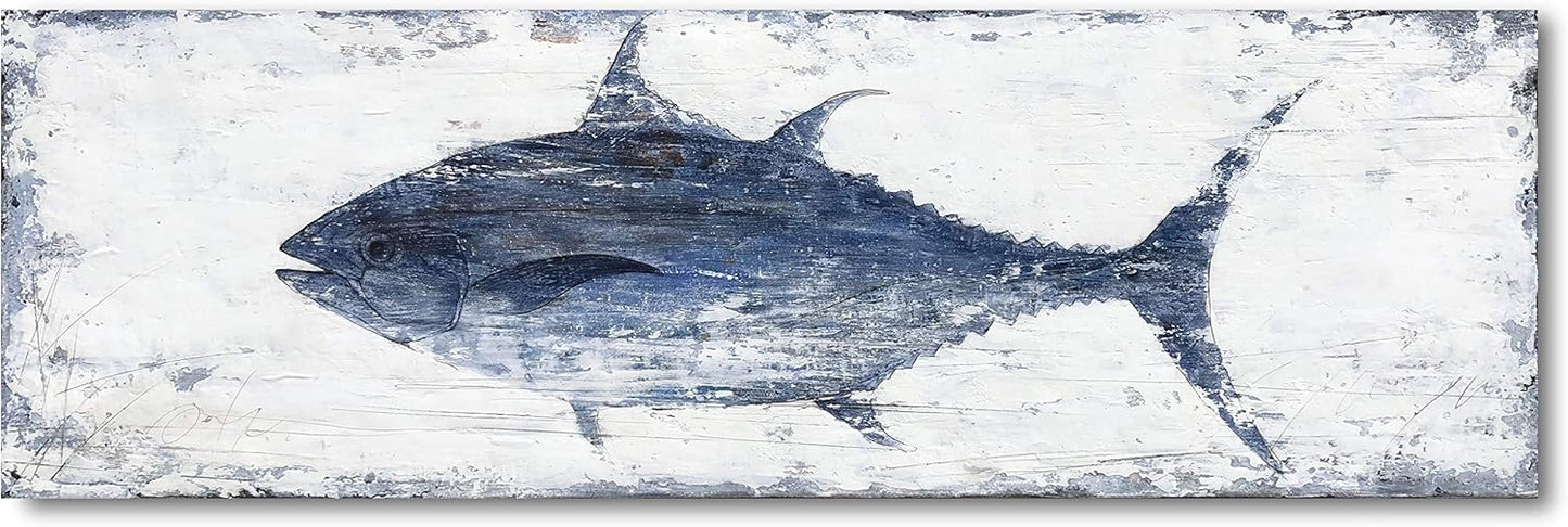 Yihui Arts Canvas Wall Art Abstract Fish Canvas Art- One Panels Nordic Minimalist Painting Large Pictures Canvas Artwork Framed for Home Office Decor