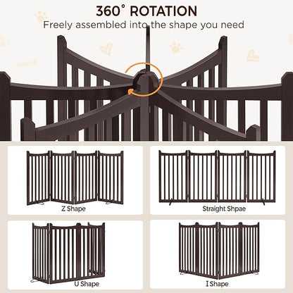 Yaheetech 36" H Extra Tall Freestanding Pet Gate 4-Panel Wooden Dog Fence - Image 7