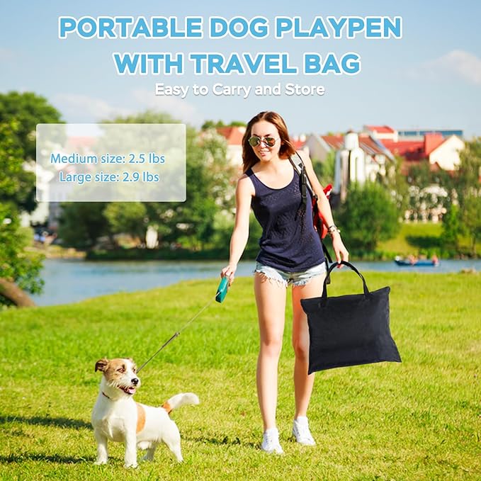 Portable Pet Playpen with Waterproof pad, Collapsible Crates Kennel Playpen - Image 9