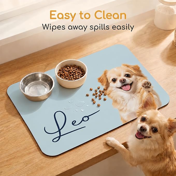 Personalized Dog & Cat Mat for Food & Water Bowls, Custom Pet Food Mat - Image 4