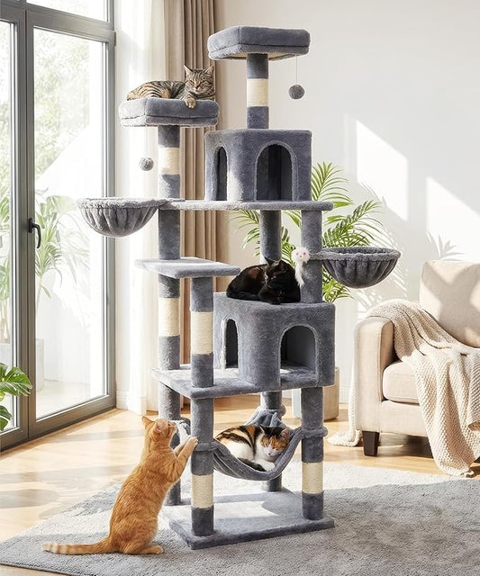 AMHANCIBLE 70 Inch Cat Tree for Large Cats, Tall Heavy Duty Kitty Playhouse by AMHANCIBLE