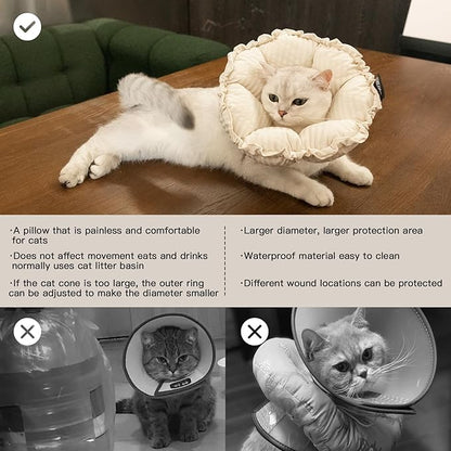 H HIDREAM Soft Cat Cone Collar， Cute Adjustable Cat Recovery Collar，Elizabethan - Image 5