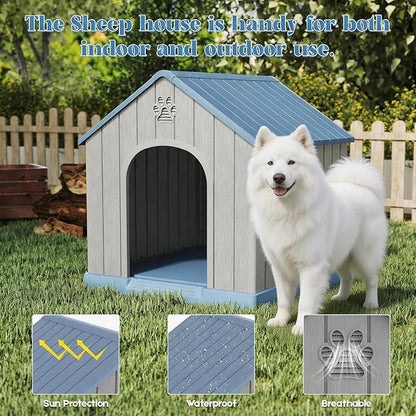 Large Dog House Outdoor Indoor for Medium Large Dogs, Durable Plastic - Image 2