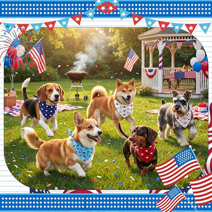 Tallew 60 Pcs 4th of July Dog Bandanas Bulk Patriotic Red White and Blue Charm - Image 6